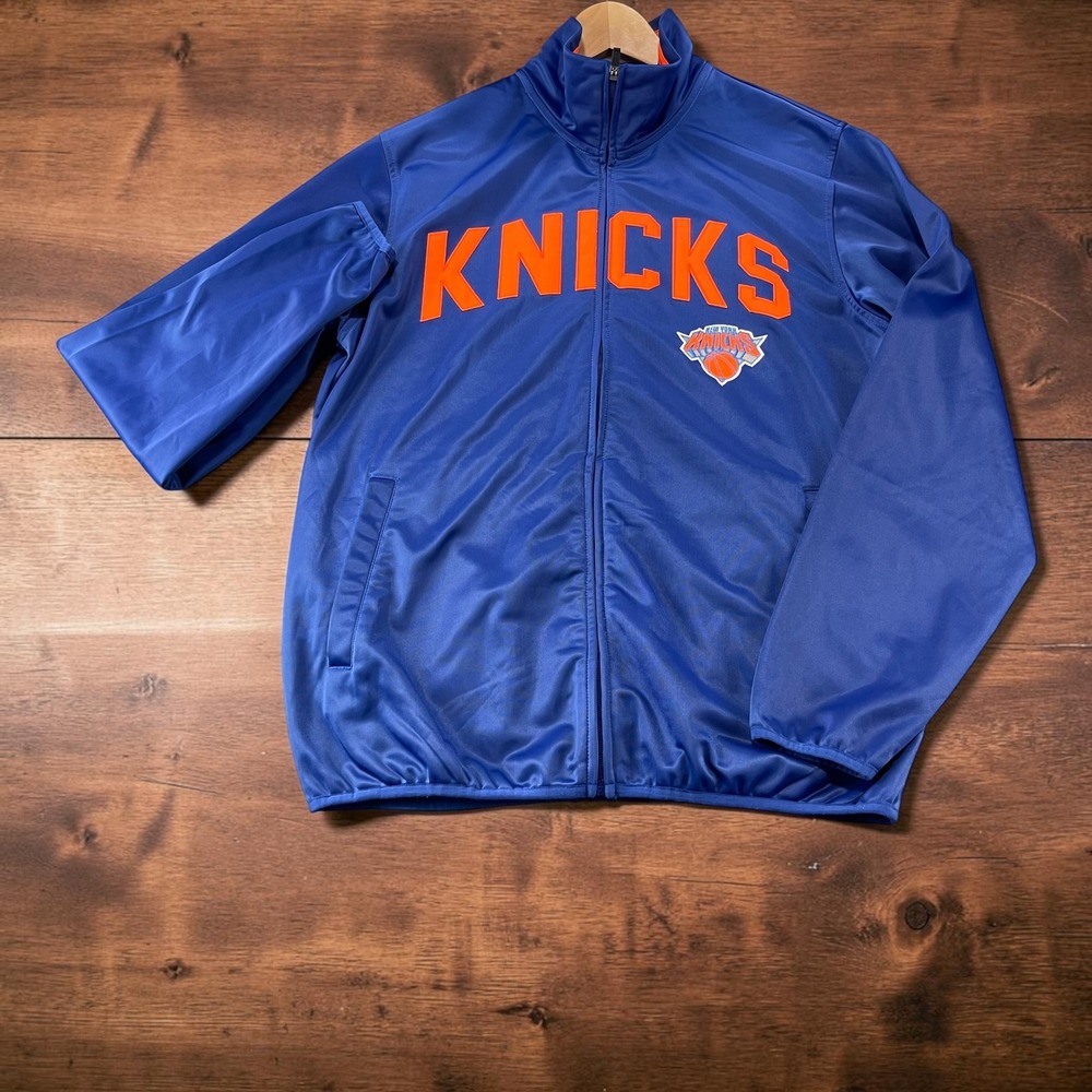 NBA New York Knicks Track Jacket G-III Carl Banks Blue Mens Large Full Zip Logo